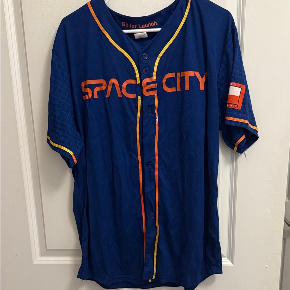 Blue Space City Baseball Jersey